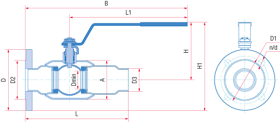 Кран шаровой комбинированный полнопроходной приварной/фланцевый, Ду от 10 до 200 мм, ст. 20